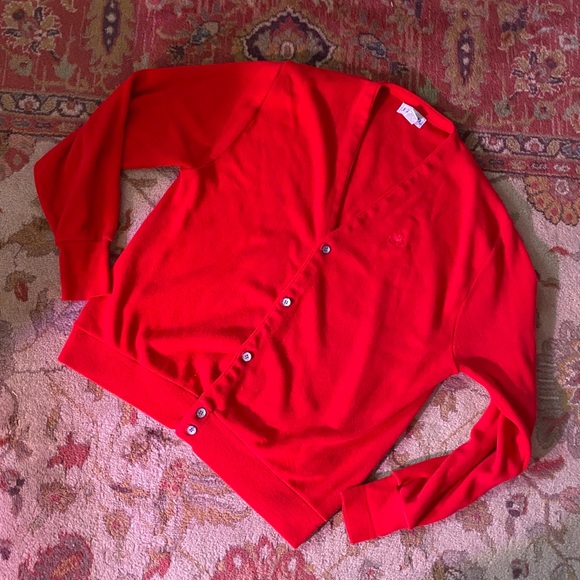 Vintage Red Cozy izod Grandpa Cardigan - Picture 2 of 8